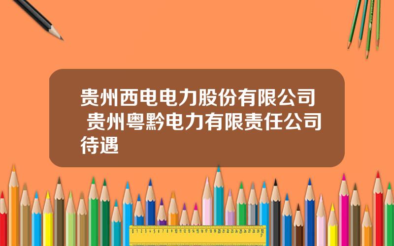 贵州西电电力股份有限公司 贵州粤黔电力有限责任公司待遇
